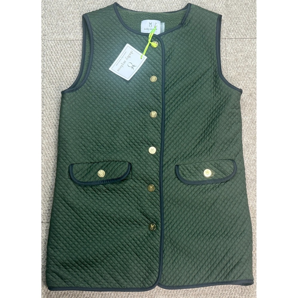 Dudley Stephens Women's Buttton Up Fleece Line Green Vest Size XS